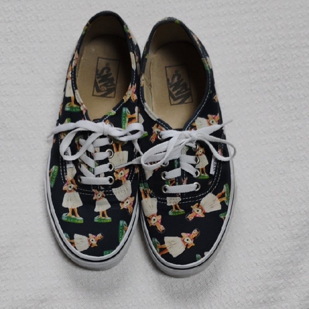 RARE Vans Digi Hula Old Skool Skate Shoes Womens Sz 9.5 Sneaker Black Aloha Doll
